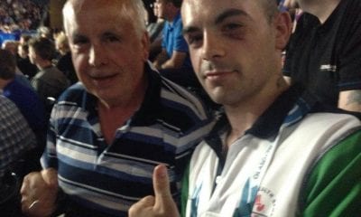 County Armagh boxer Sean Duffy with father Michael after victory in the last 16 at the Commonwealth Games