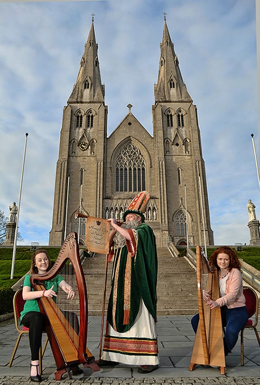 Immerse yourself in the culture and history of Armagh and St Patrick as the city celebrates Ireland’s patron saint with five jam-packed days of live entertainment including music, song, dance, theatre and the spoken word for what will be the city’s largest-ever St Patrick’s Festival to date. Harpists Ciara O’Hanlon and Tara Gilsenan (pictured) are ready to welcome the expected 20,000 visitors to Armagh and its many iconic venues including the Public Library, the Market Place Theatre to enjoy acts such as Mary Coughlan, Stockton’s Wing and Kila, as well as numerous activities for festival-goers of all ages including ‘The Storytellin’ Man and the Songstress’ and a giant interactive storyboard telling the story of St Patrick in Ireland the iconic Navan Fort. Running from Thursday 12th – Tuesday 17th March, see the full schedule at www.armagh.co.uk/saintpatrick.