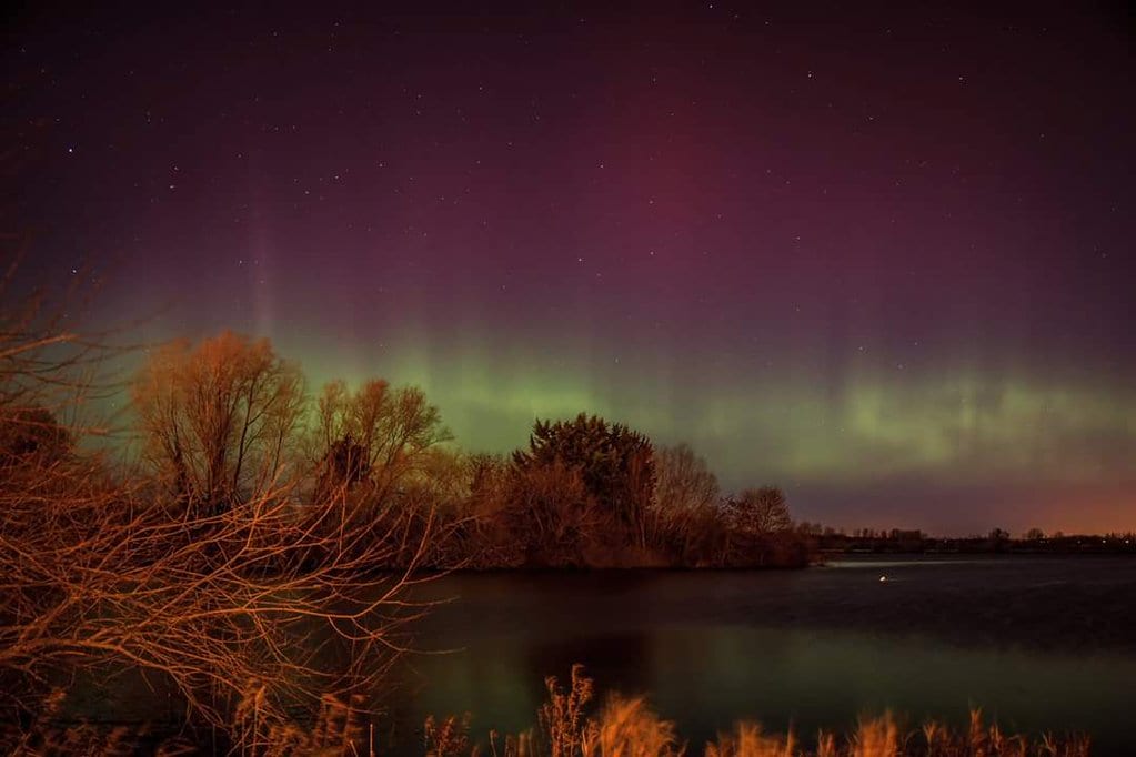 Northern Lights over Craigavon Lakes, county Armagh. Pic by Paul Wharton