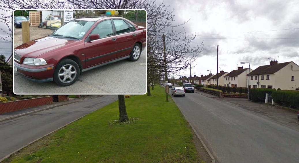 The Park View area of Newry and (inset) a maroon Volvo, similar to that of the suspect car
