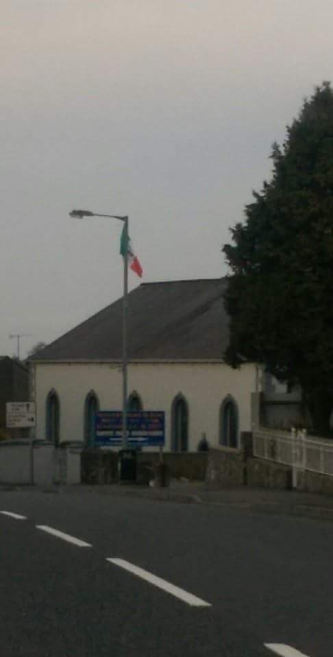 Tricolour erected outside Presbyterian Church in Keady