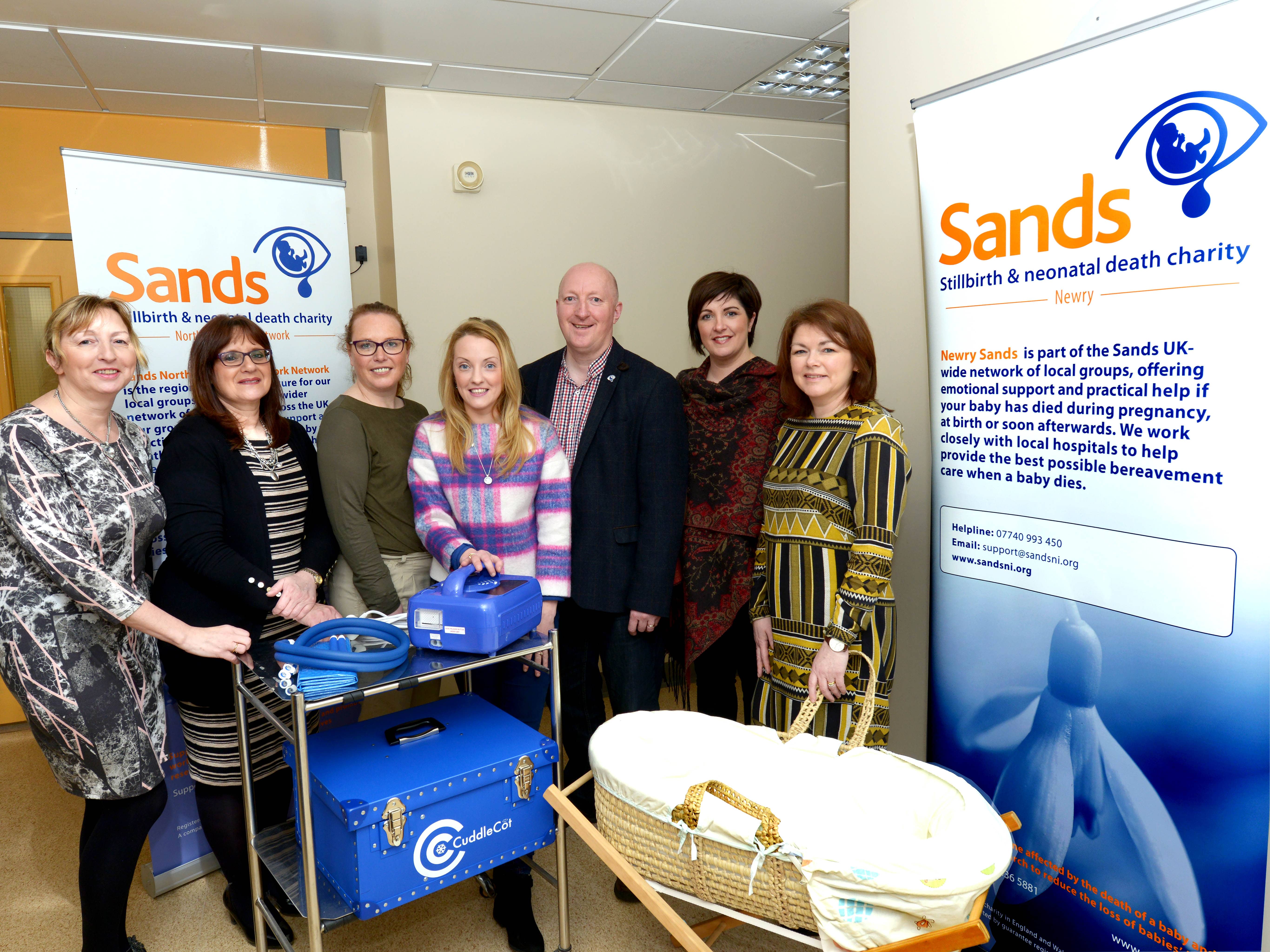 SANDS presents one of two cuddle cots to local hospitals to help heartbroken parents Armagh I