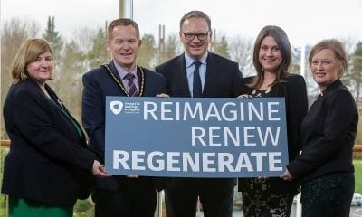 Pictured at the launch of the inaugural “Sharing Our Potential” regeneration conference are (l-r) Olga Murtagh, Strategic Director: Place, Deputy Lord Mayor Councillor Paul Greenfield, Roger Wilson, Chief Executive, Sarah Travers, Broadcaster, Presenter and Business Coach, Therese Rafferty Head of Department: Regeneration