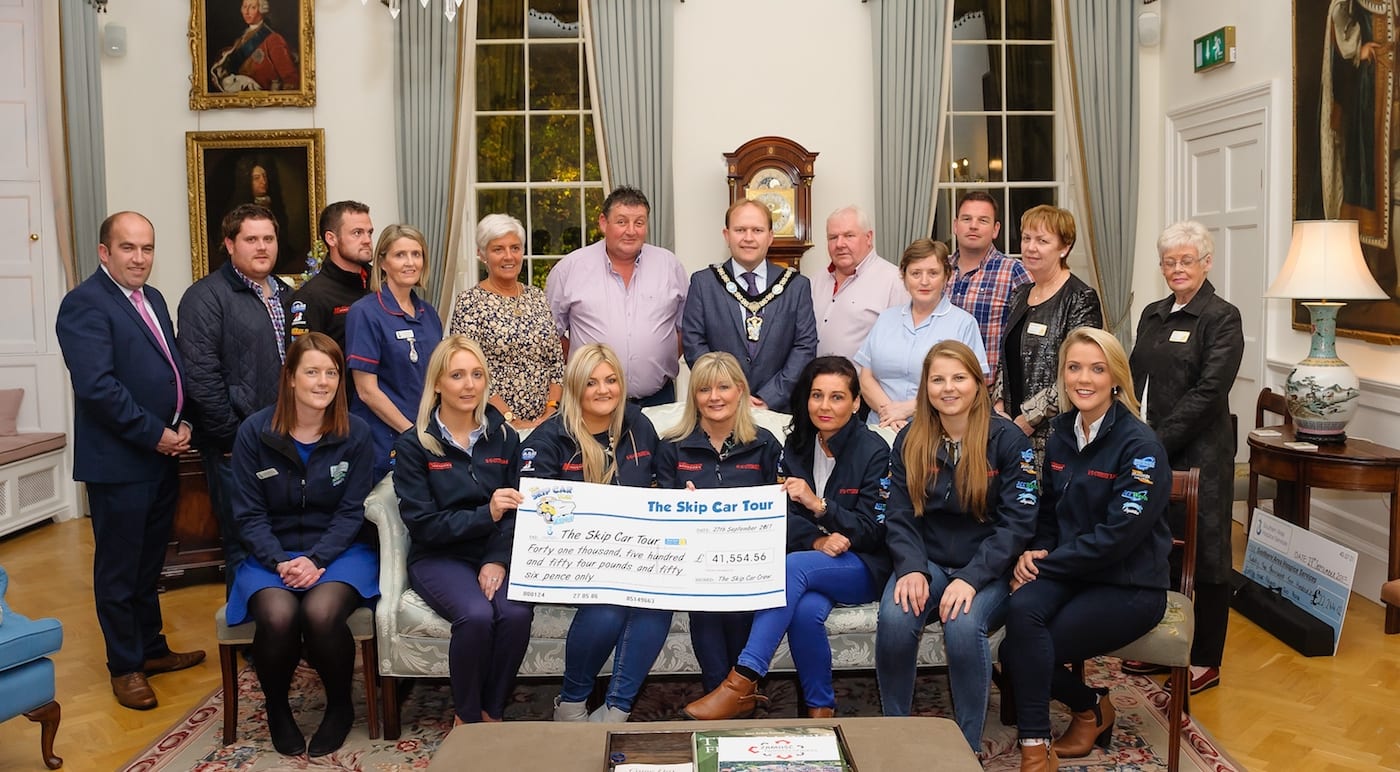 Lord Mayor of Armagh, Banbridge and Craigavon Gareth Wilson welcomes Skip Car Tour Cheque Presentation to a reception at The Palace Armagh Co.Armagh