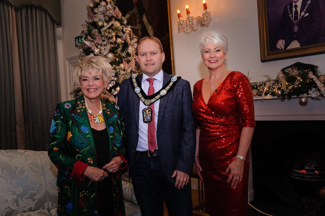 Lord Mayor of Armagh, Banbridge and Craigavon Gareth Wilson welcomes Gloria Hunniford and Pamela Ballentine to The Palace Armagh Co.Armagh