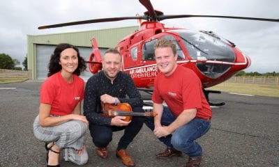 YFCU president James Speers, Ritchie Remo and Kerry Anderson from Air Ambulance. Picture: Cliff Donaldson