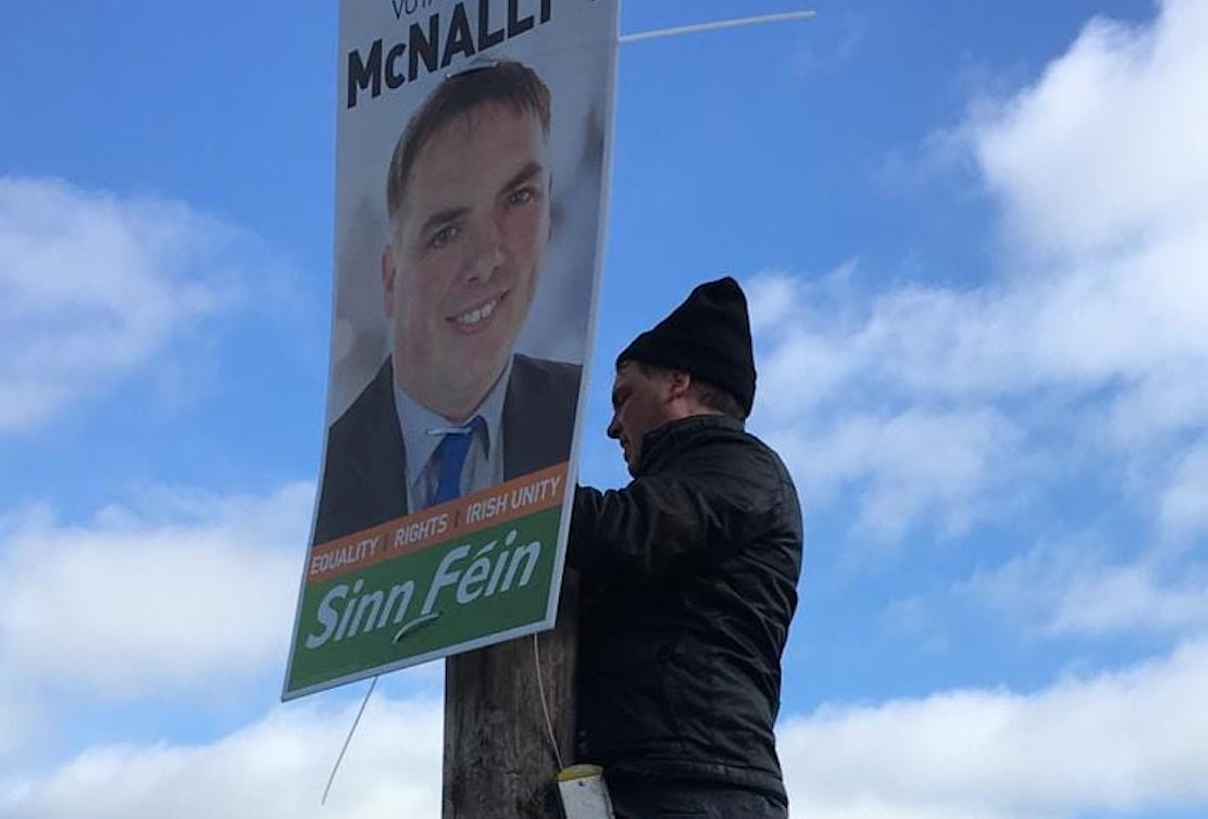 Election posters Sinn Fein Darren McNally