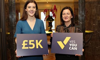 Winner of the Yes You Can pitch Sarah McAnallen of McAnallen Ltd with Lesley O'Hanlon of the Yes You Can program of Women in Business at the 3rd Annual Female Entrepreneurs Conference at Galgorm Hotel and Spa marking International Woman's Day with this year's theme of Be Bold for Progress hosted by Causeway Enterprise Agency and Women in Business. 113 Yes You Can