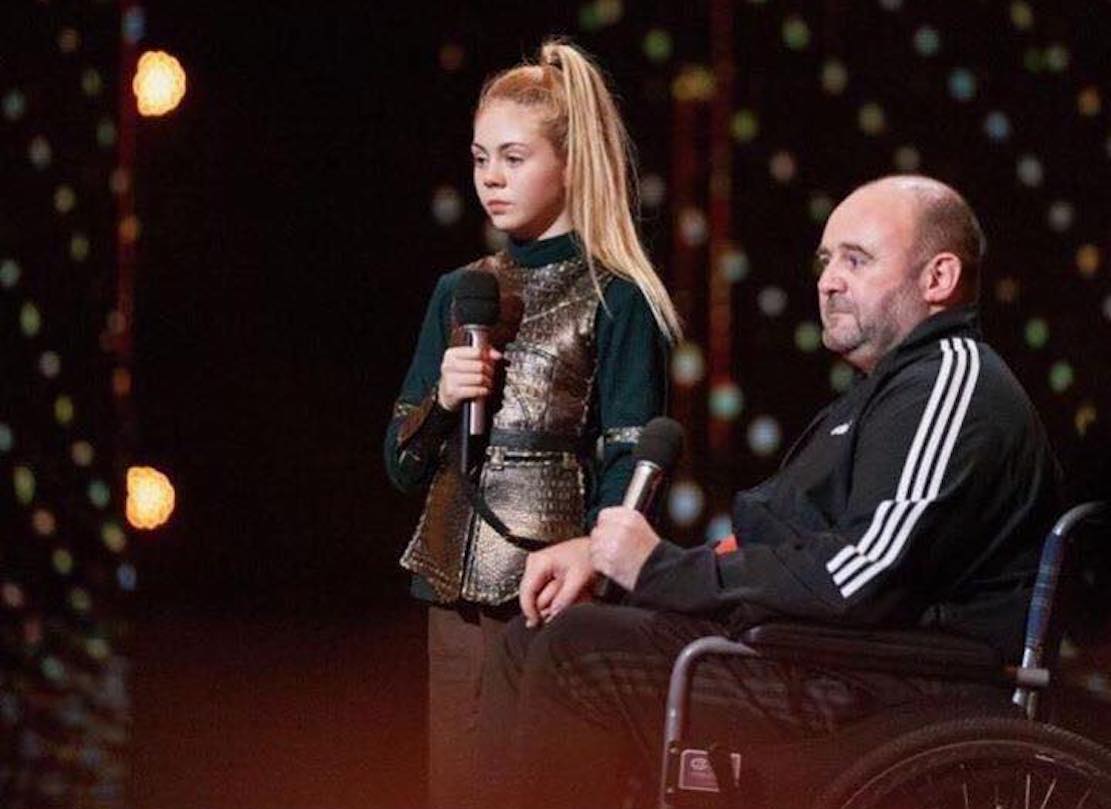 Jesse Jane McParland alongside her father Gary at World's Got Talent in China