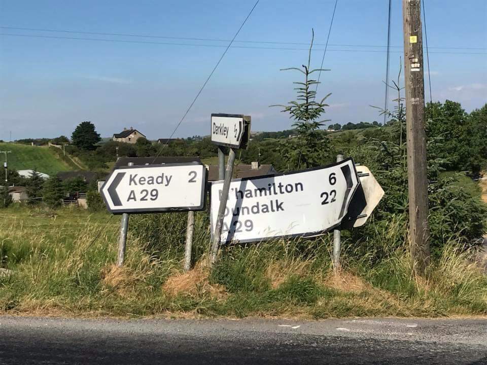 Roads and signs left to ruin in Darkley