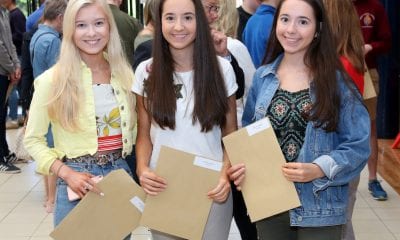Hannah Monaghan with her cousins Amy and Beth McCarragher after receiving their excellent A Level results.
