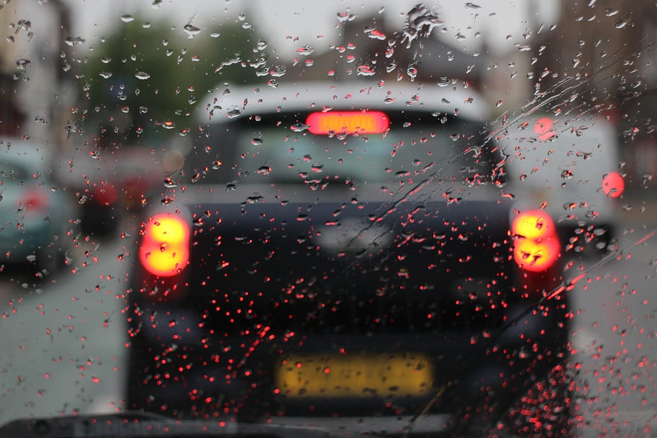 car driving rain