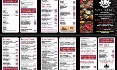 Spice Lounge Armagh menu