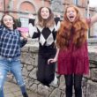 Clare Keeley (Gilford), Niamh Noade (Lislea) and Sophie Lennon (Mayobridge) celebrating