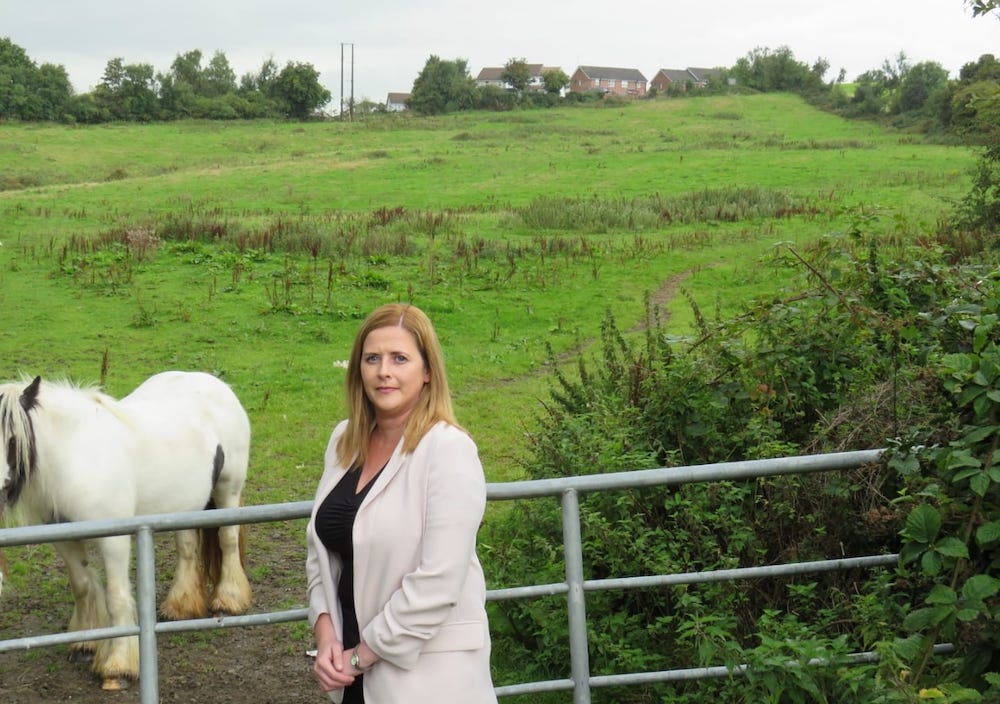 Councillor Oonagh Magennis at the site where the new Camlough Community Centre will be built