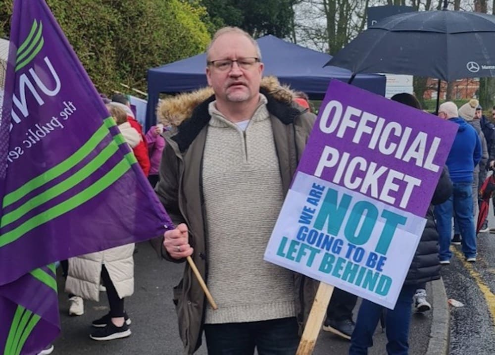 Hugh Gallagher on the picket line