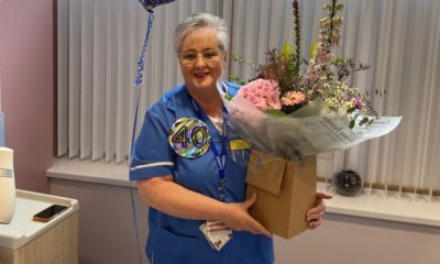 Phil Fletcher, a midwife in Daisy Hill Hospital, has celebrated 40 years’ service in the Southern Health and Social Care Trust. She is pictured at a celebration event held in Daisy Hill on 3 August alongside her colleagues.
