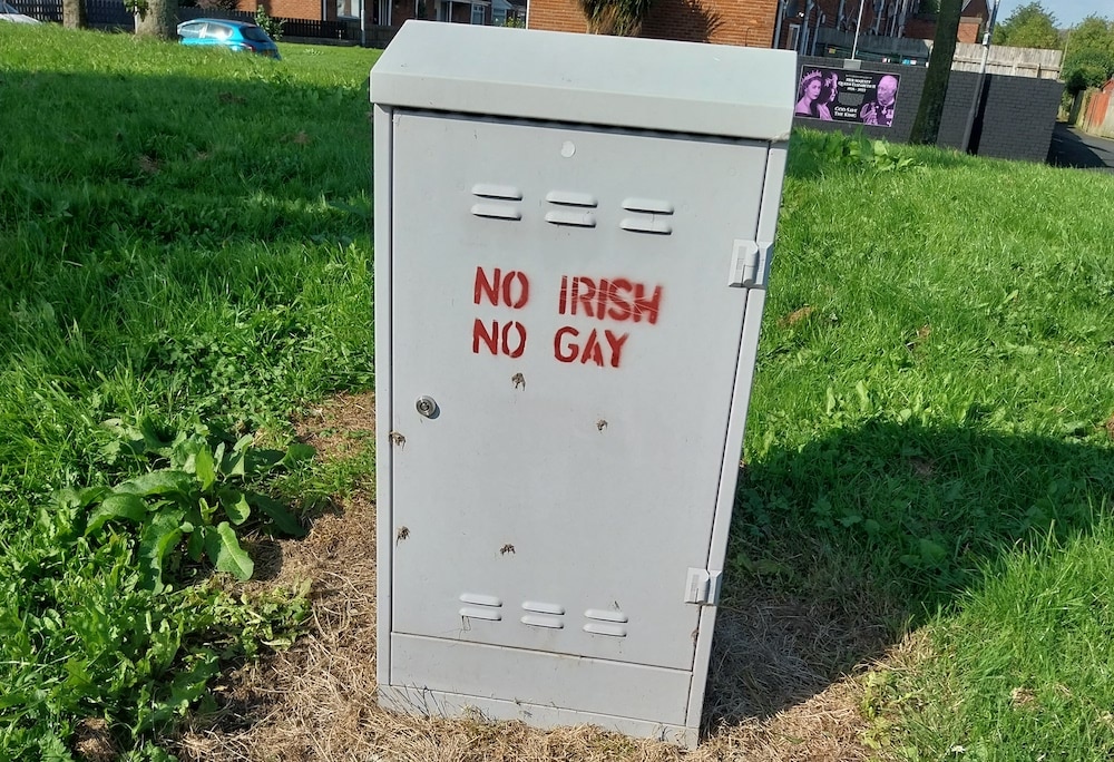 No Irish no gay Lurgan graffiti