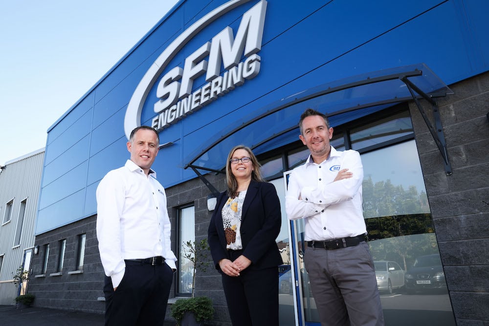 Pictured are Barry Breen, Technical Director, SFM Engineering, Diane McCall, Senior Business Manager, Bank of Ireland UK, Paul Breen, Managing & Commercial Director, SFM Engineering.