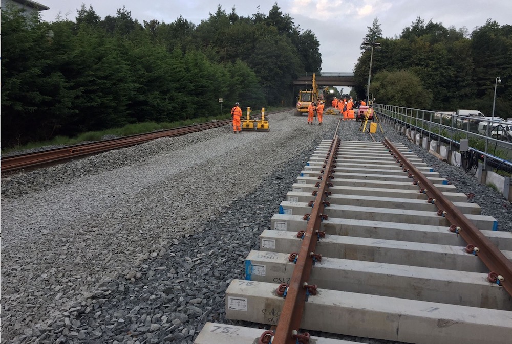 Railway train line engineering works