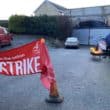 Peter Beagan and Eugene Hughes on the picket line in Keady